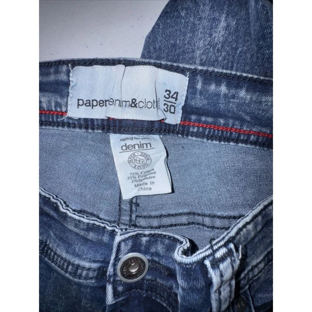 Paper Denim & Cloth Mens Jeans Size 34X30 Stretch Jeans Bleached 90's